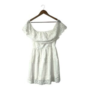 Charlotte Russe White Lace Floral Dress Graduation Sorority Initiation Medium